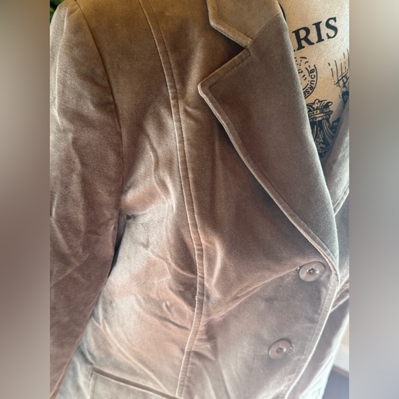 Gene Meyer Vintage Taupe Velvet Blazer Women’s 10 Luxury Business Casual Jacket - Picture 8 of 12